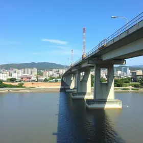 obras da ponte sobre o Rio Grande